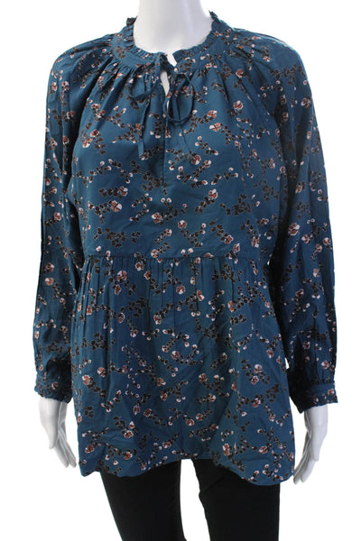 Hatch Women Maternity Tunic Long Sleeve Floral Dark Blue Viscose Fall Size 1