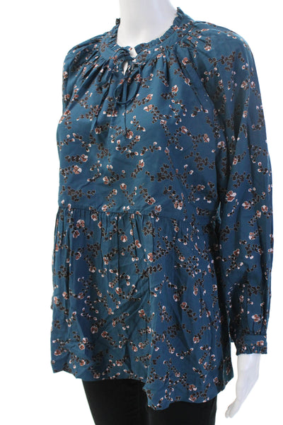 Hatch Women Maternity Tunic Long Sleeve Floral Dark Blue Viscose Fall Size 1