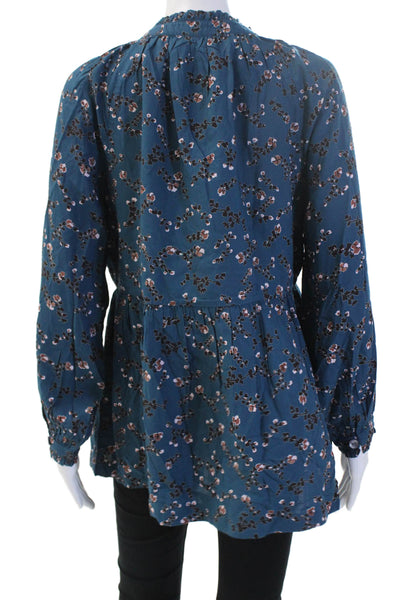 Hatch Women Maternity Tunic Long Sleeve Floral Dark Blue Viscose Fall Size 1