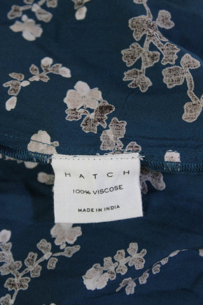 Hatch Women Maternity Tunic Long Sleeve Floral Dark Blue Viscose Fall Size 1