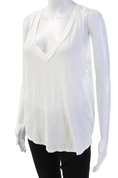 We The Free Womens Jersey V Neck Tank White Boho Viscose Size S