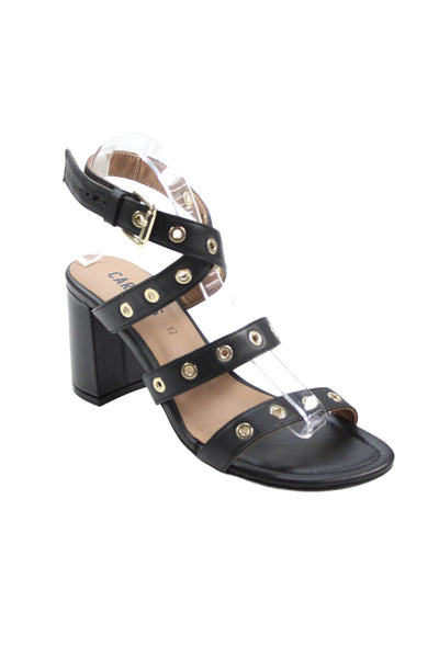 Carmens Womens Leather Black Moon Grommet Detail Heels Black Size EUR 39