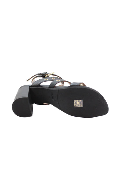 Carmens Womens Leather Black Moon Grommet Detail Heels Black Size EUR 39