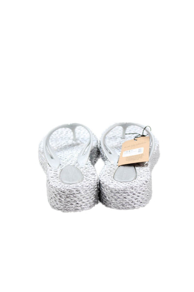 Ilse Jacobsen Womens Cheerful Wedge Platin Thong Sandals Silver Size 10