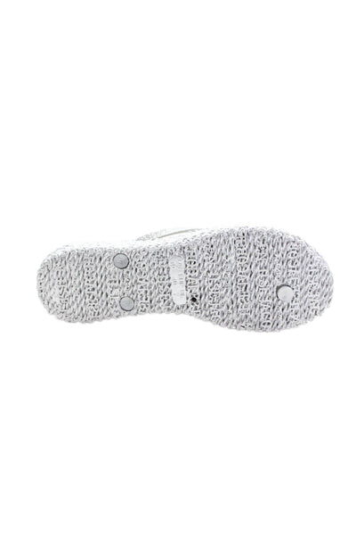 Ilse Jacobsen Womens Cheerful Wedge Platin Thong Sandals Silver Size 10