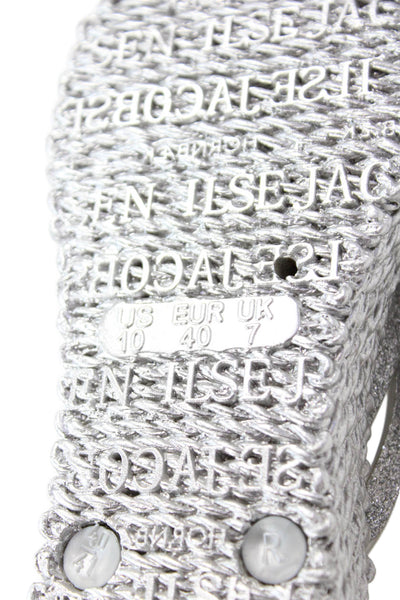 Ilse Jacobsen Womens Cheerful Wedge Platin Thong Sandals Silver Size 10