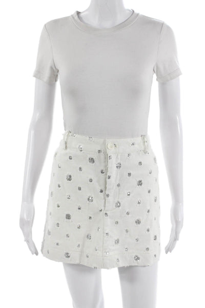 Zara Womens A-Line Mini Skort White Size XL