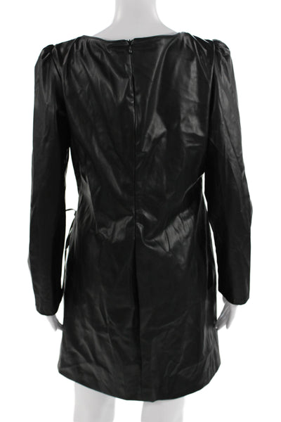 Zara Women Black Mini Wrap Dress Long Sleeve Square Neck Size 2XL