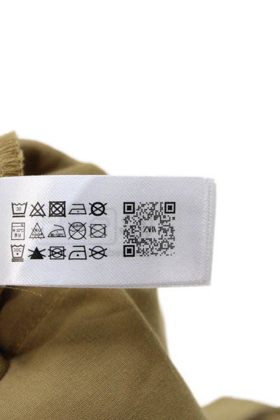 Zara Womens Cargo Shorts Brown Linen Viscose Button Size L