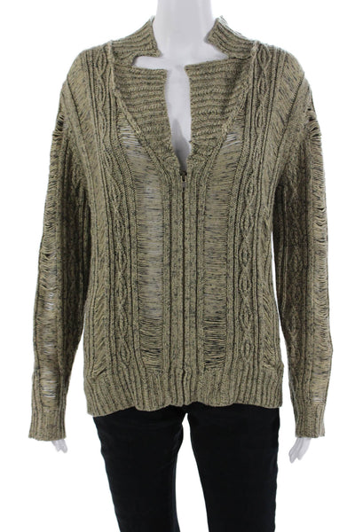 Rodarte Unisex Full Zip Beige Acrylic Long Sleeve Sweater Grunge Size L
