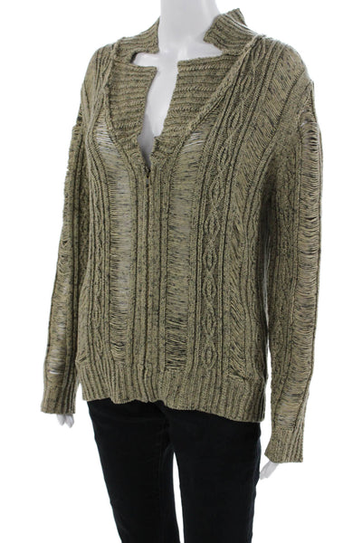 Rodarte Unisex Full Zip Beige Acrylic Long Sleeve Sweater Grunge Size L