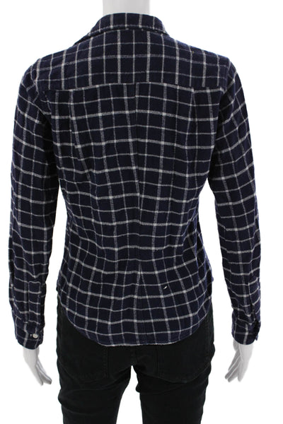 Frank & Eileen Womens Collared Check Button-Up Long Sleeve Dark Blue Size XS
