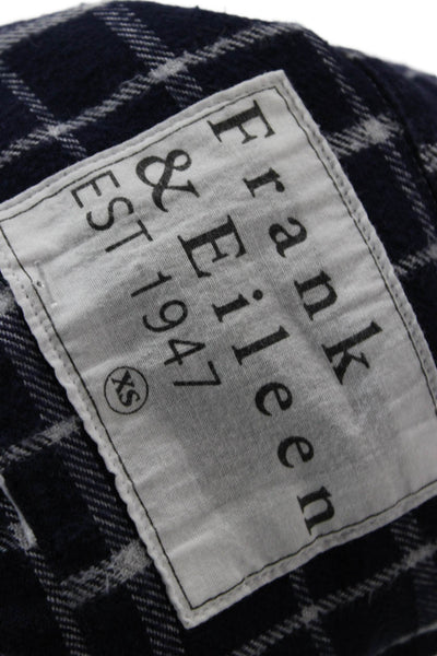 Frank & Eileen Womens Collared Check Button-Up Long Sleeve Dark Blue Size XS