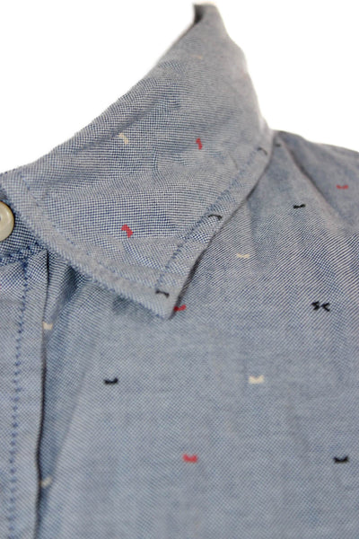 Scotch & Soda Mens Button-Down Blue Cotton Long Sleeve Shirt Size L