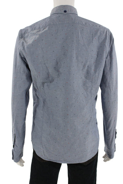Scotch & Soda Mens Button-Down Blue Cotton Long Sleeve Shirt Size L