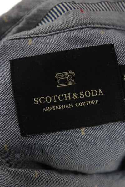 Scotch & Soda Mens Button-Down Blue Cotton Long Sleeve Shirt Size L