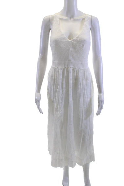 Saturday Sunday Anthropologie Womens White V Neck Cotton Maxi Sundress Size S