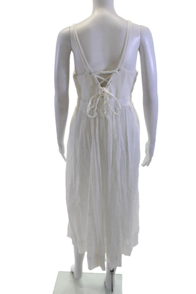 Saturday Sunday Anthropologie Womens White V Neck Cotton Maxi Sundress Size S