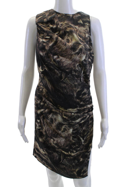 Opening Ceremony Women Sheath Dress Black Animal Silk Sleeveless Size M