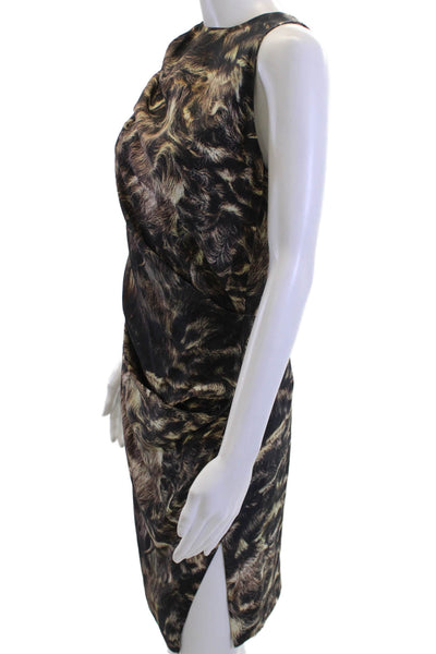 Opening Ceremony Women Sheath Dress Black Animal Silk Sleeveless Size M