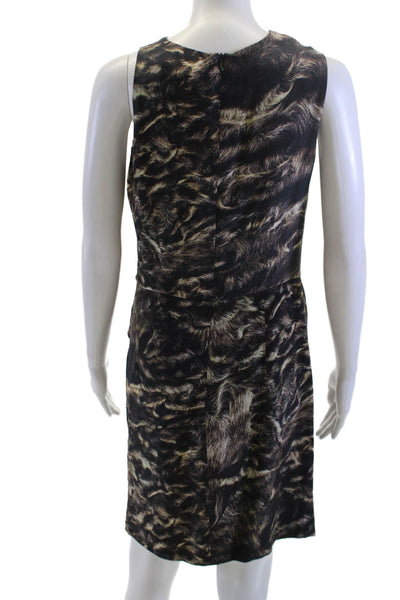 Opening Ceremony Women Sheath Dress Black Animal Silk Sleeveless Size M