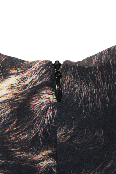 Opening Ceremony Women Sheath Dress Black Animal Silk Sleeveless Size M