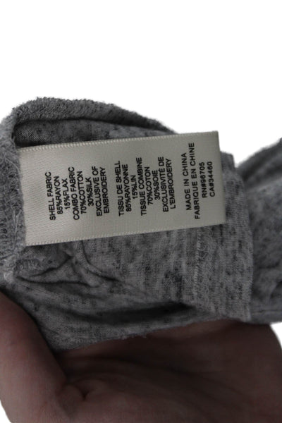Rebecca Taylor Women Gray Bohemian Crew Neck Short Sleeve T-Shirt Size S