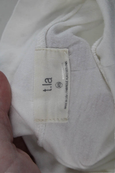 T.LA Womens Basic White Cotton Mock Neck Short Sleeve Blouse Size S