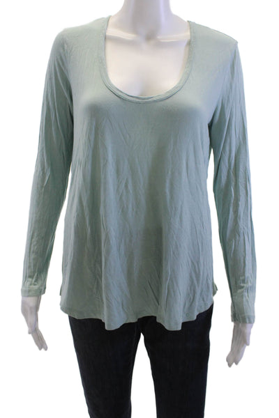 Wilfred Free Women Basic Green Cotton Round Neck Long Sleeve T-Shirt Size S