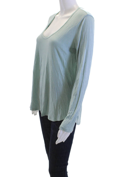 Wilfred Free Women Basic Green Cotton Round Neck Long Sleeve T-Shirt Size S