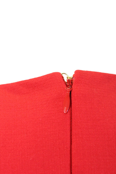 Delpozo Womens A-Line Fit & Flare Wool Sleeveless Knee Length Red Dress Size S