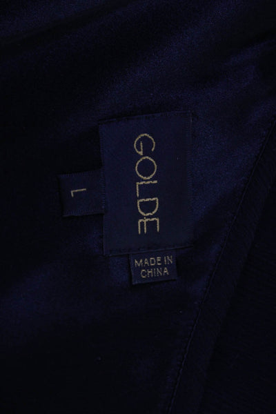 Golde Women Mini Shift Silk Sleeveless Black Dress Size L