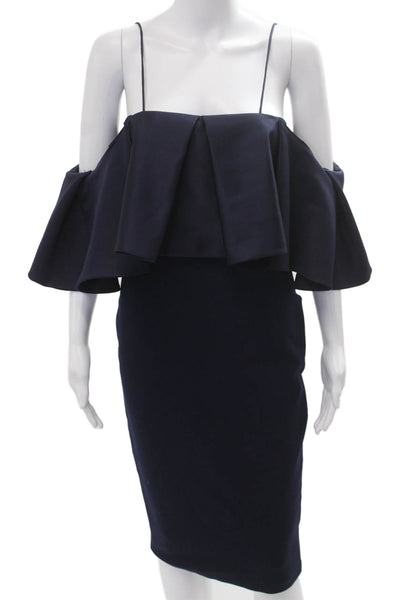 Elliatt Women Bodycon Pencil Dress Dark Blue Zip Short Size S