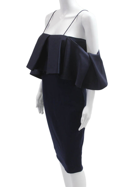 Elliatt Women Bodycon Pencil Dress Dark Blue Zip Short Size S
