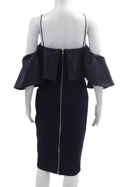 Elliatt Women Bodycon Pencil Dress Dark Blue Zip Short Size S