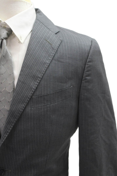Ermenegildo Zegna Mens 2 Piece Striped Dark Gray Wool Silk Suit Jacket Size S