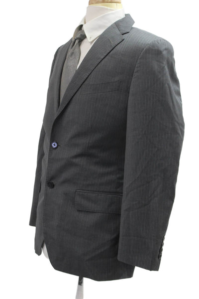 Ermenegildo Zegna Mens 2 Piece Striped Dark Gray Wool Silk Suit Jacket Size S