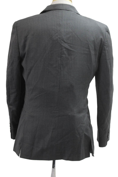 Ermenegildo Zegna Mens 2 Piece Striped Dark Gray Wool Silk Suit Jacket Size S