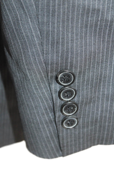 Ermenegildo Zegna Mens 2 Piece Striped Dark Gray Wool Silk Suit Jacket Size S