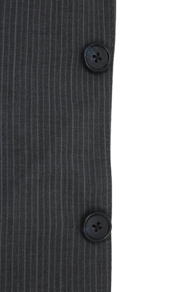 Ermenegildo Zegna Mens 2 Piece Striped Dark Gray Wool Silk Suit Jacket Size S