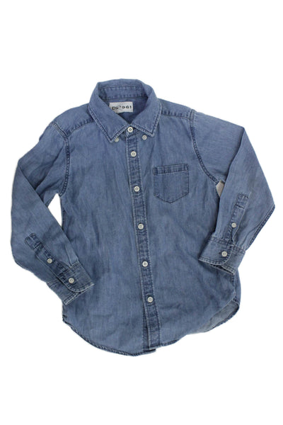 DL1961 Unisex Kids Cotton Collared Button-Down Shirt Blue Size 5