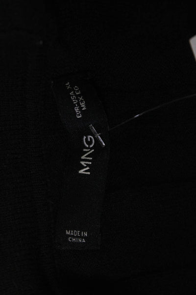 MNG Womens Cardigan Black Striped V-Neck Long Sleeve Cotton Blend Size XL