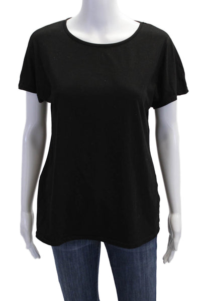 Ekouaer Womens Basic Black Round Neck Short Sleeve T-Shirt Size M