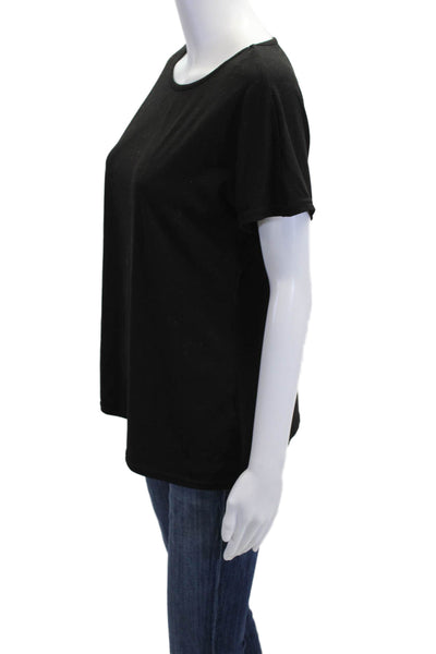 Ekouaer Womens Basic Black Round Neck Short Sleeve T-Shirt Size M