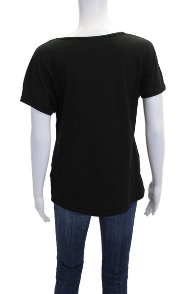 Ekouaer Womens Basic Black Round Neck Short Sleeve T-Shirt Size M