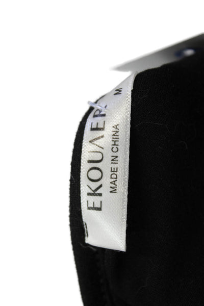 Ekouaer Womens Basic Black Round Neck Short Sleeve T-Shirt Size M