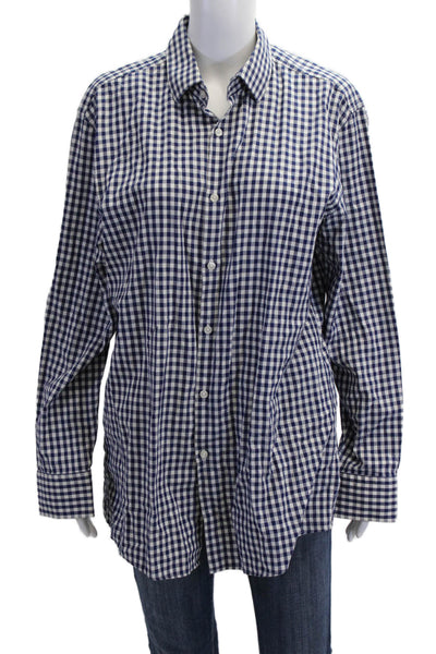 Boss Hugo Boss Mens Check Cotton Button-Up Long Sleeve Blue Size M