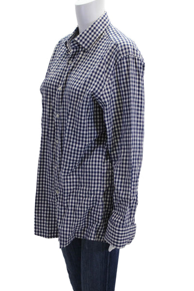 Boss Hugo Boss Mens Check Cotton Button-Up Long Sleeve Blue Size M