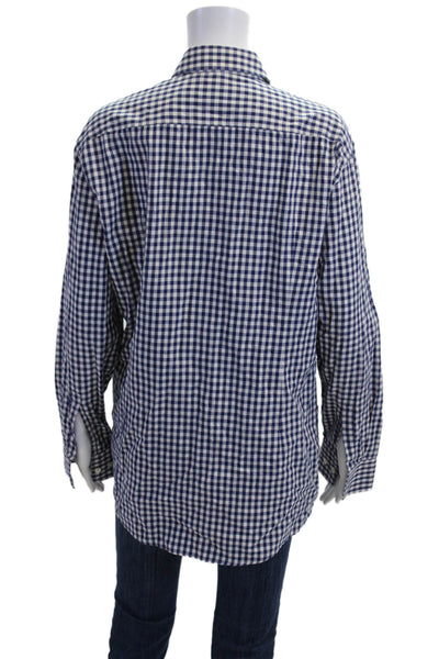 Boss Hugo Boss Mens Check Cotton Button-Up Long Sleeve Blue Size M
