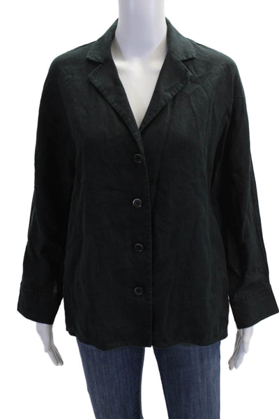Wilfred Womens Black Organic Linen Collared Blazer Long Sleeve Button Size XS